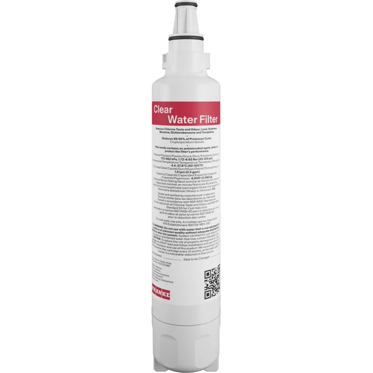Franke Clear Water Ersatzfilter 112.0702.682, Wasserhahnfilter für frisches Trinkwasser, Weiß, lebensdauer bis 12 Monate