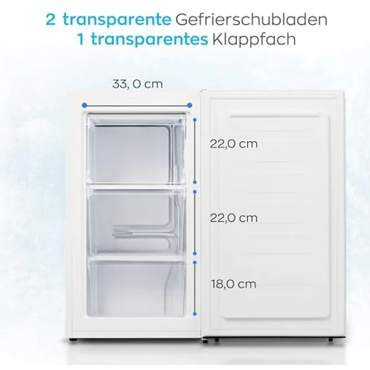 Heinrich's HGS 4090 Gefrierschrank, 61 Liter, -18°C, 3 Gefrierschubladen, 7-stufiger Temperaturregler, wechselbarer Türanschlag, weiß – Bild 3