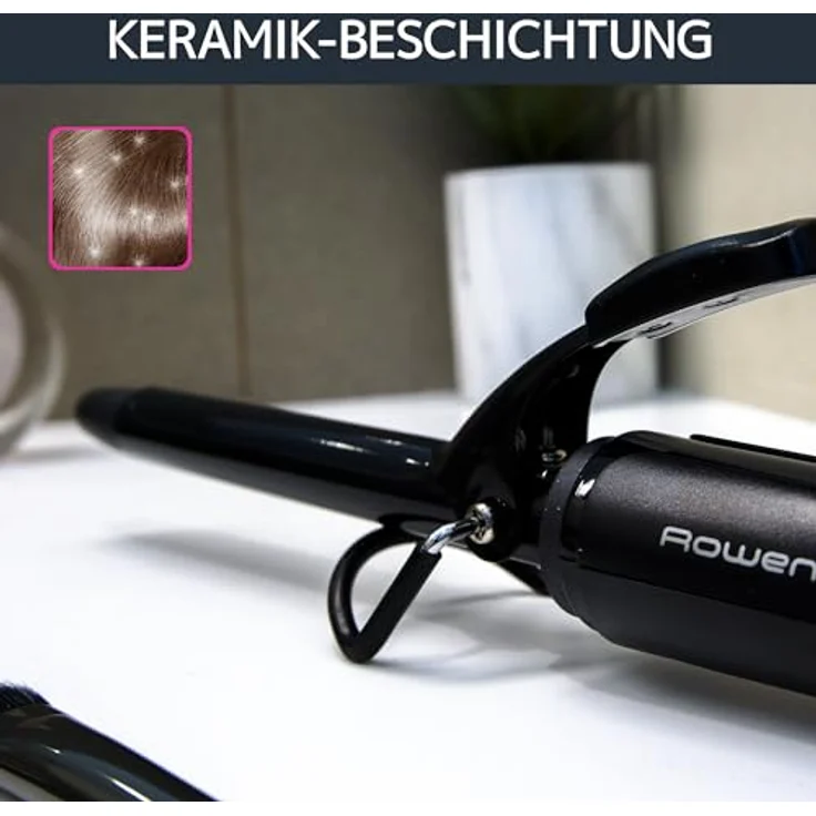 Rowenta CF2119 Lockenstab, 16mm, Aufhängeöse, Keramik-Technologie, bis 150 °C, schwarz – Bild 4