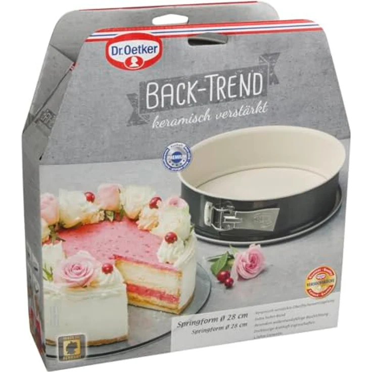 Dr. Oetker Spring--Kuchen--Backform, Ø 28 cm Back-Trend, mit Flachboden, runde, aus Stahl mit keramisch verstärkter Antihaft-Beschichtung, Menge: 1 Stück, Farbe: creme-anthrazit – Bild 6