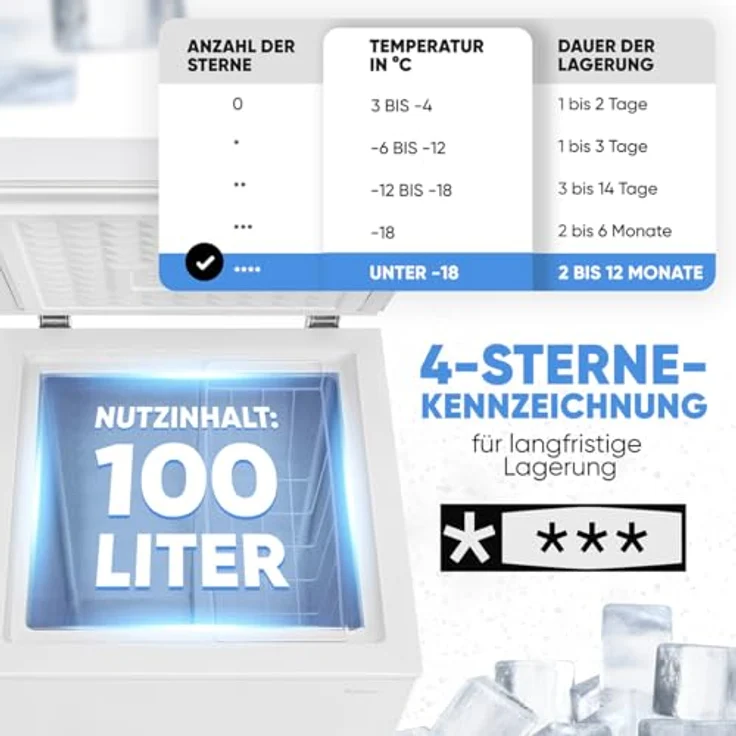 Bomann Gefriertruhe GT 7355, 100L | Leise | ≤ -18°C | Herausnehmbarer Korb | Energieeffizient – Bild 2