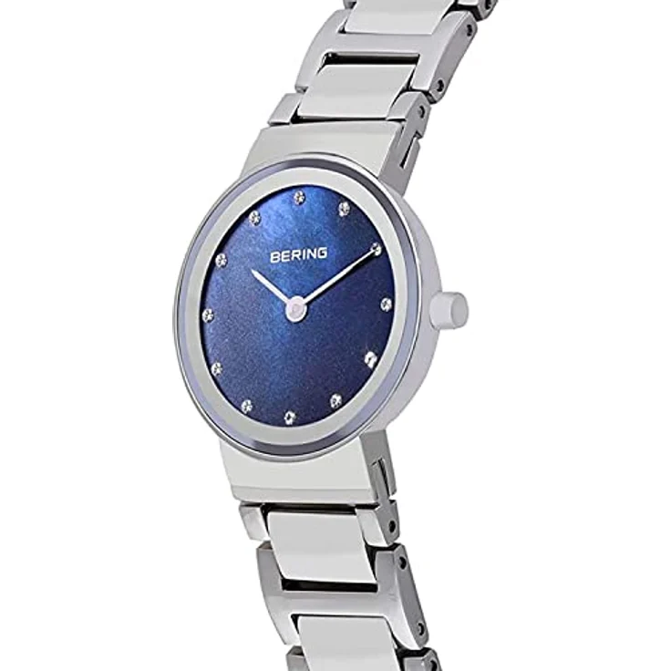 BERING Damen Quarz Uhr 26 mm, silbernes Edelstahlgehäuse mit blauem Zifferblatt, Edelstahlband, 5 ATM, Modell 10126-707 – Bild 2