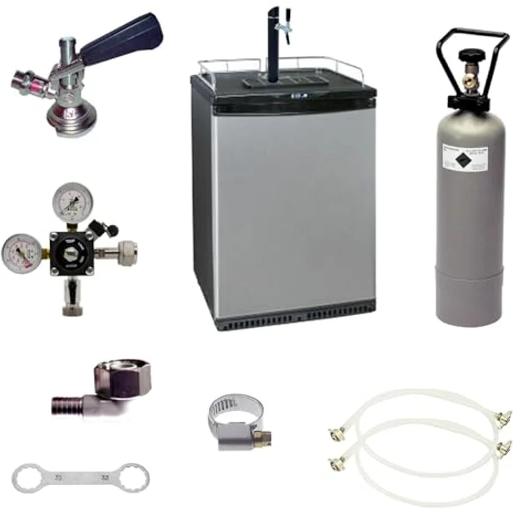 ich-zapfe Bierzapfanlage Fasskühlschrank KegMasterЕ, u.a. inkl. Schanksäule und Kompensatorhahn, 214l Volumen, schwarz – Bild 1
