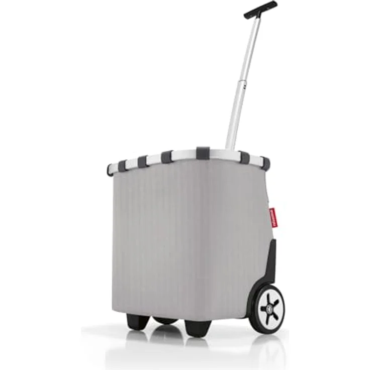 reisenthel carrycruiser Tragbarer Einkaufstrolley mit stabilem Aluminiumrahmen, Schultergurt und herausnehmbarer Netz-Innentasche, Herringbone grey – Bild 2