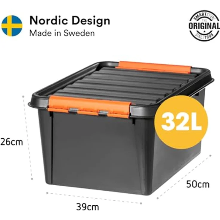 SmartStore Orthex 3193090 Clipbox Smart Store Robust 31, 31 L Vorratsdose in schwarz, extrem schlag- und bruchfest – Bild 2