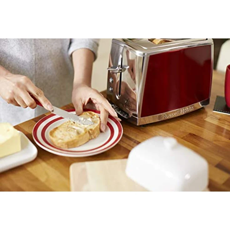 Russell Hobbs Toaster Luna rot, inkl. Brötchenaufsatz, 6 einstellbare Bräunungsstufen + Auftau- & Aufwärmfunktion, Schnell-Toast-Technologie, 1550W, 23220-56 – Bild 9