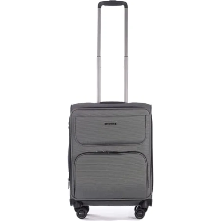Stratic Bendigo Light+ Koffer Weichschale Reisekoffer Trolley Rollkoffer Handgepäck, TSA Kofferschloss, 4 Rollen, Erweiterbar, Größe S, Silver
