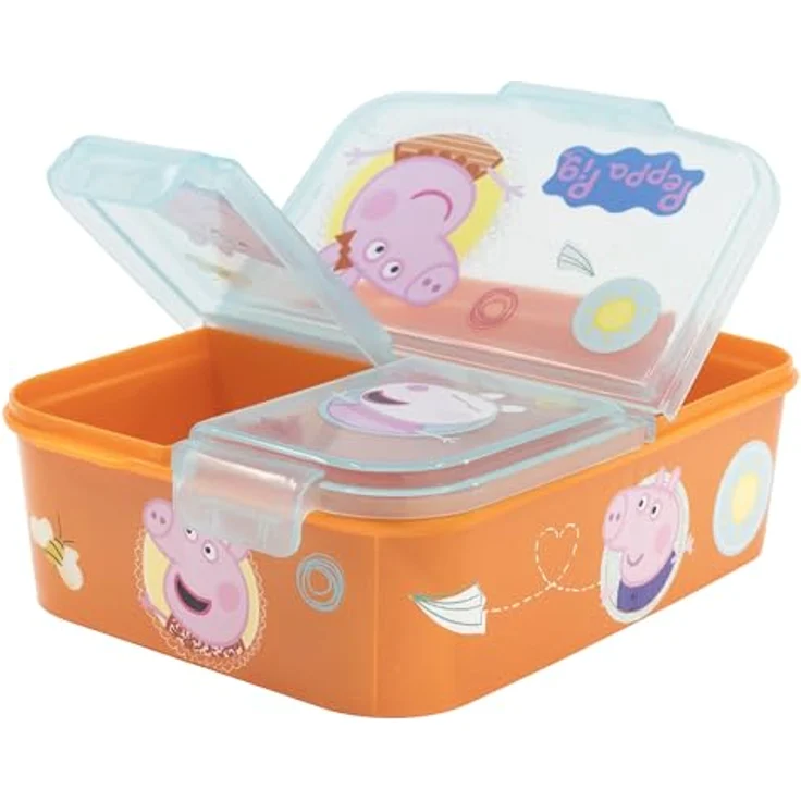 Peppa Pig Lunchbox Brotdose Peppa Pig 3 Fächer Peppa Wutz Lunch to Go Vesper Dose, Kunststoff, Click-Up Verschluss, 18 x 13 x 5,5 cm, BPA-frei, für Kinder – Bild 3