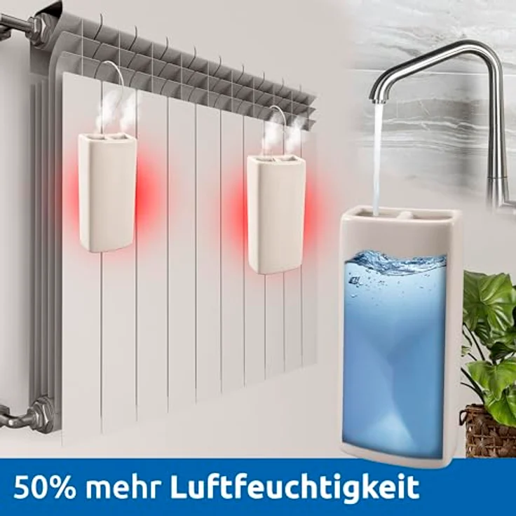 BonAura Luftbefeuchter 4x Verdunster für Heizung Keramik Heizkörper, inkl Haken und Duftöl – Bild 5