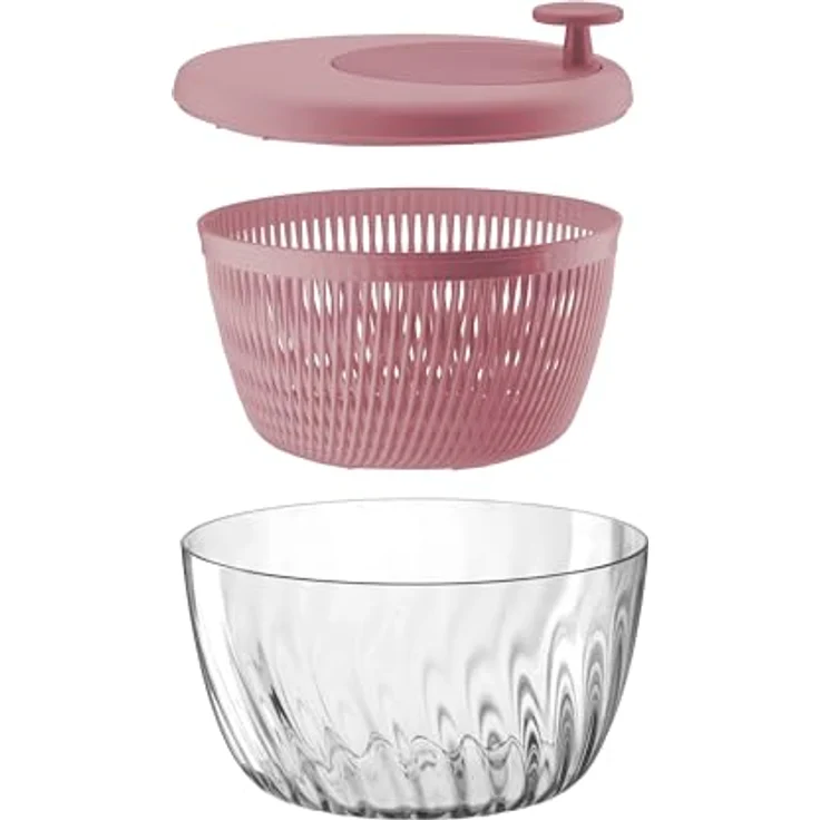 Guzzini Spin&Store Salatschleuder mit Deckel, frischerhaltend, 26 cm, Malve, Made in Italy – Bild 2