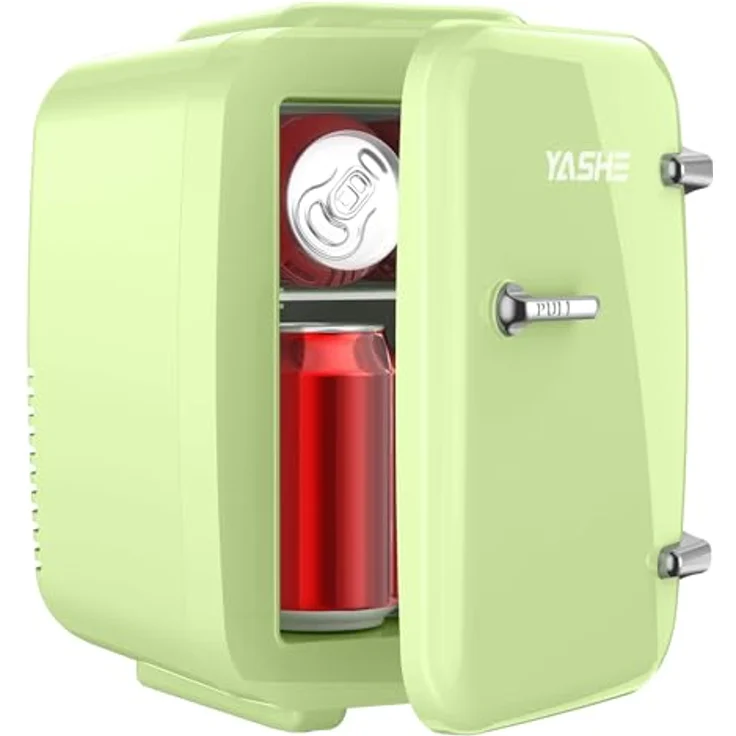 YASHE Mini Kühlschrank 4L, tragbarer Mini-Kühlschrank für Kosmetik und Getränke, thermoelektrische Kühlung/Erwärmung, 220V AC/12V DC, leiser Betrieb, grün – Bild 1