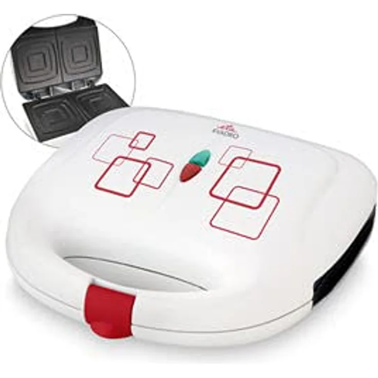 ETA Sandwichmaker Kvadro - 700W, Weiß mit Anti-Haftbeschichtung und Sicherheitselementen
