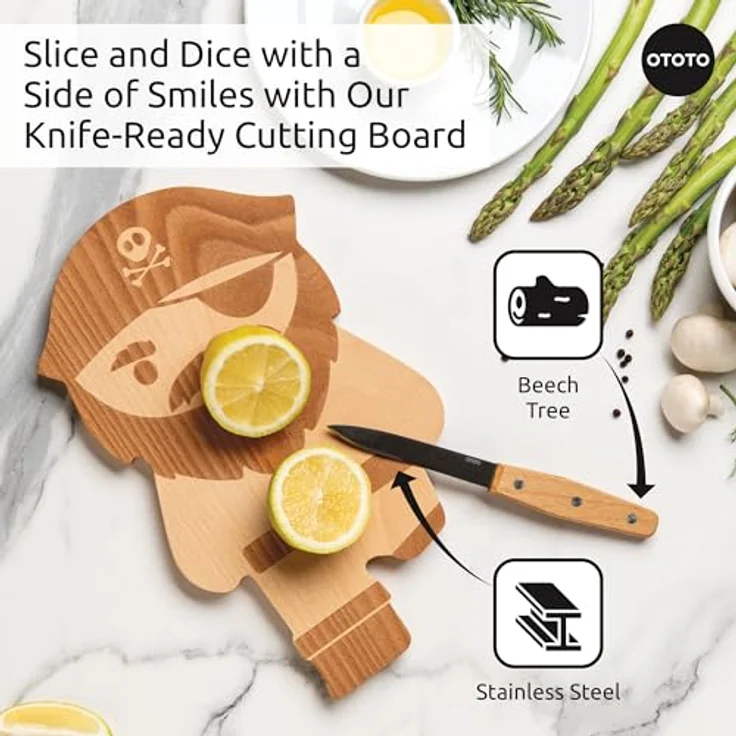 Ototo Pirate Board Schneidbrett mit Messer, Schneidebrett, Braun – Bild 4