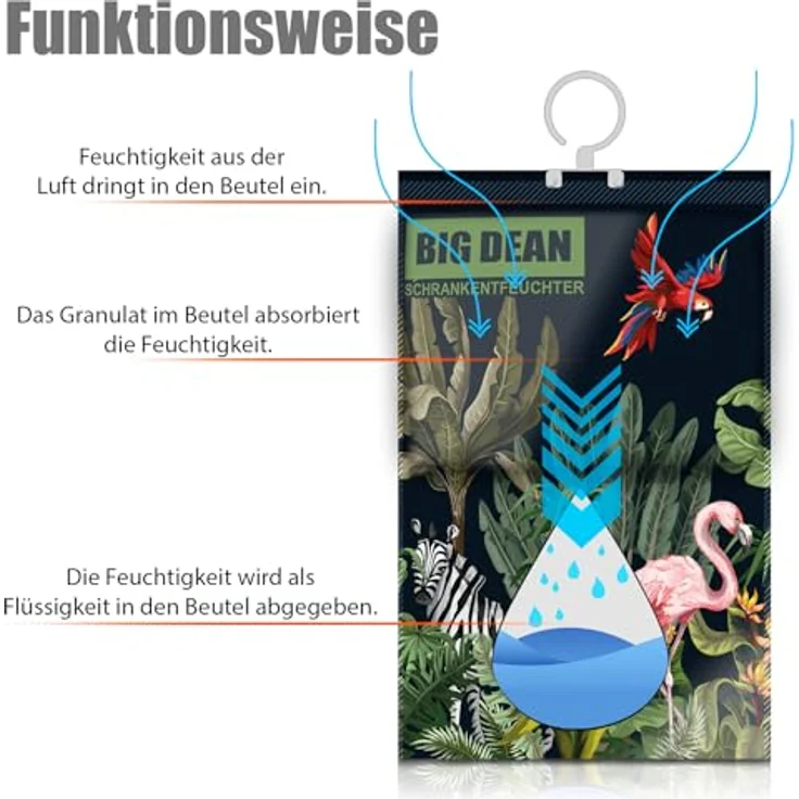 BigDean 20er Pack XL Luftentfeuchter, 450ml Beutel für Kleiderschrank, stromlos, optimaler Feuchtigkeitsschutz gegen Schimmel – Bild 4