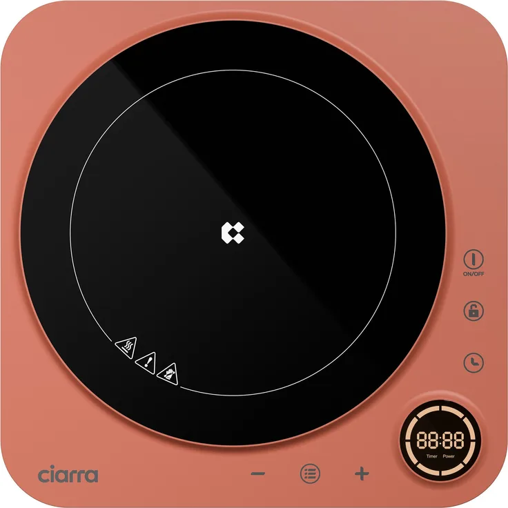 CIARRA Einzel-Induktionskochplatte VM1TIHA-3, 2000W Touch-Control, Orange