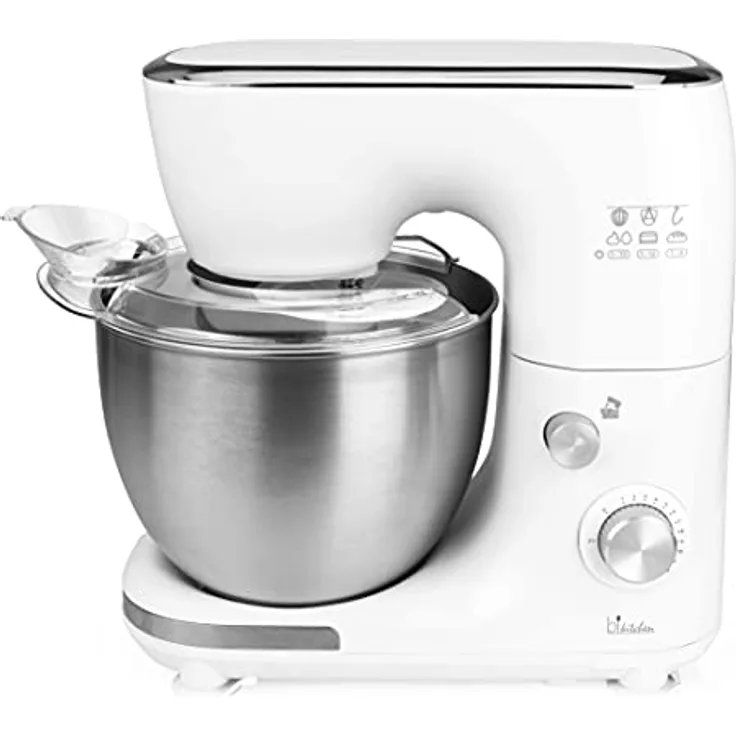 BiKitchen mix 800 Küchenmaschine 800W, 5L, 8 Geschwindigkeiten, Edelstahl, Kunststoff, weiß