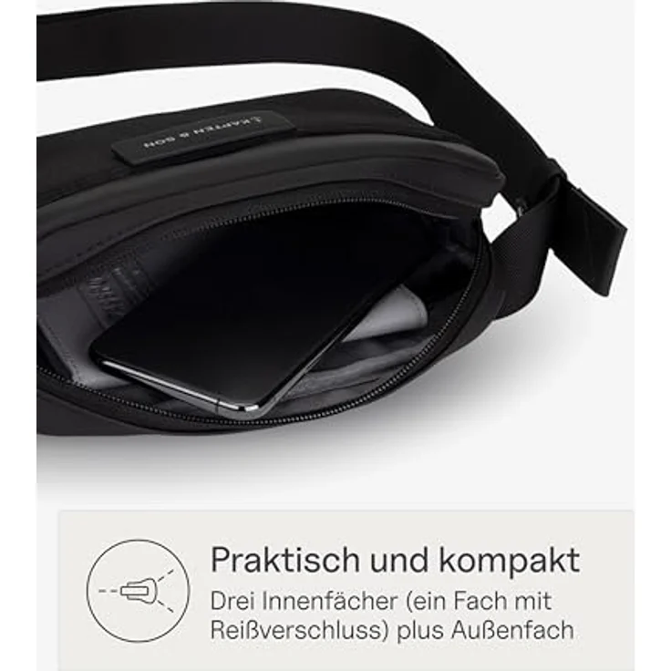 Kapten & Son Bergen Crossbody Bag, Umhängetasche in All Black, 1,3 l Volumen, wasserabweisend – Bild 5