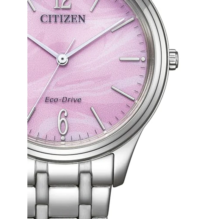 CITIZEN Watch EM0411-71X Solaruhr mit Silber Edelstahl Band, Rosa Zifferblatt – Bild 2
