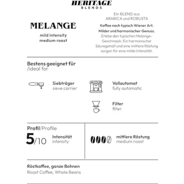 Joerges Melange, Geröstete Kaffeebohnen, 1 kg, Mittlere Röstung, 5/10 Intensität – Bild 3