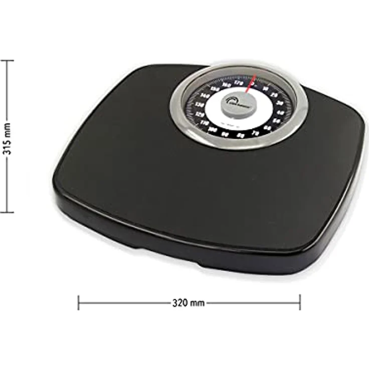 LITTLE BALANCE 8400 Komfort Confort 180, mechanische Personenwaage, 180 kg, Gummi, Schwarz & Chrom – Bild 2