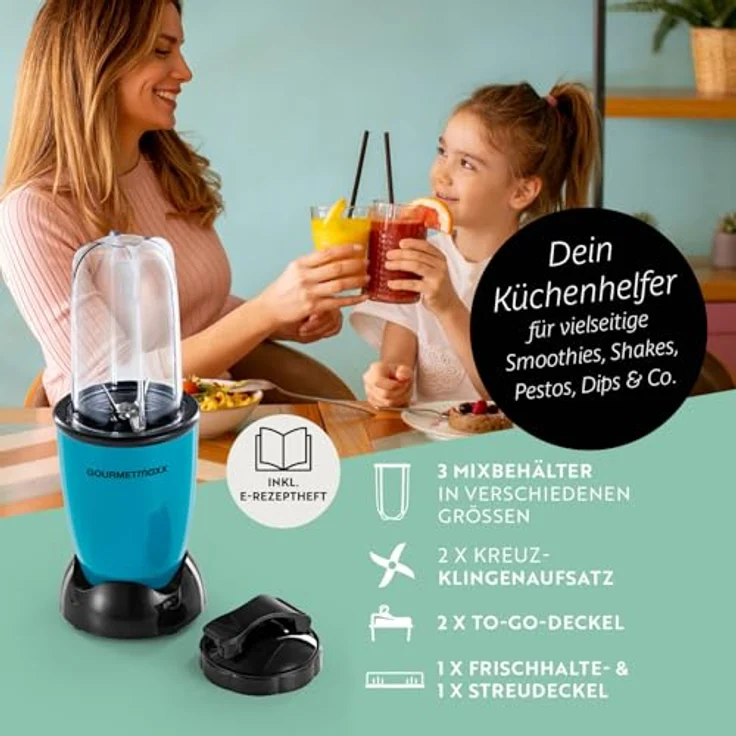 GOURMETmaxx Mr. Magic Power 400 Pro, Standmixer mit 400 Watt, Zubehörset L für Shakes und Smoothies, 3 Mixbecher in 2 Größen – Bild 3