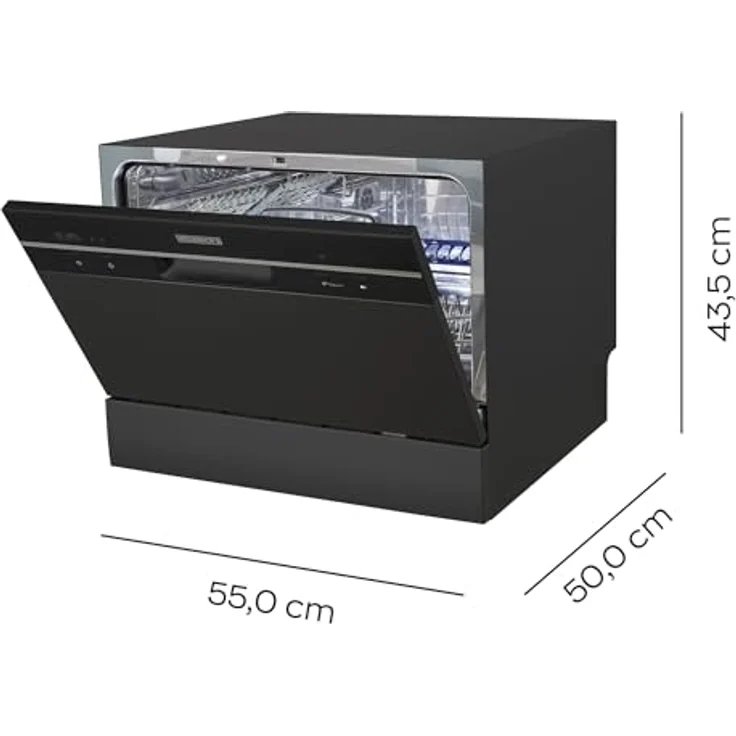 HEINRICHS HTG 8840, tragbarer Mini Geschirrspüler mit 6,5L Wasserverbrauch, freistehend, schwarz, 7 Programme, leise (47 dB) – Bild 3