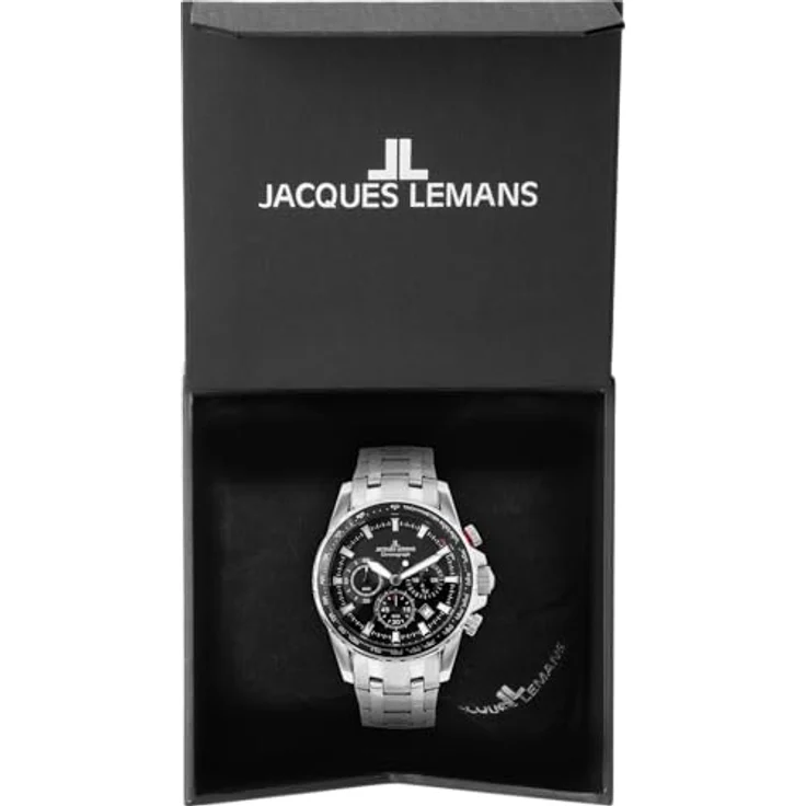 Jacques Lemans Chronograph Herren-Armbanduhr, Analog Quarz, Edelstahl, polierte Oberfläche – Bild 2