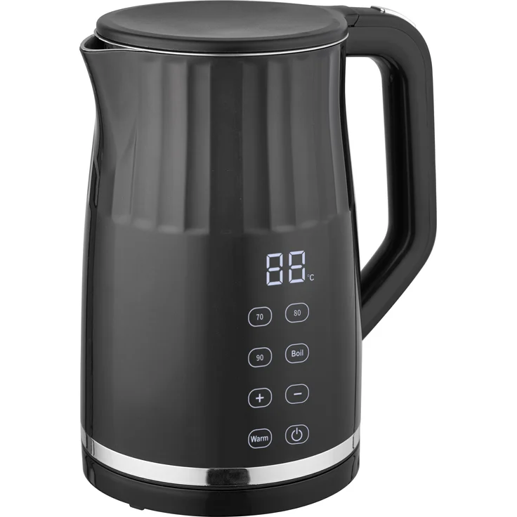 Arendo Wasserkocher AESTHET - Edelstahl, Temperatureinstellung 40°–100°C, Doppelwand, 1,7 l, 2200 W, Teekocher, schwarz – Bild 1