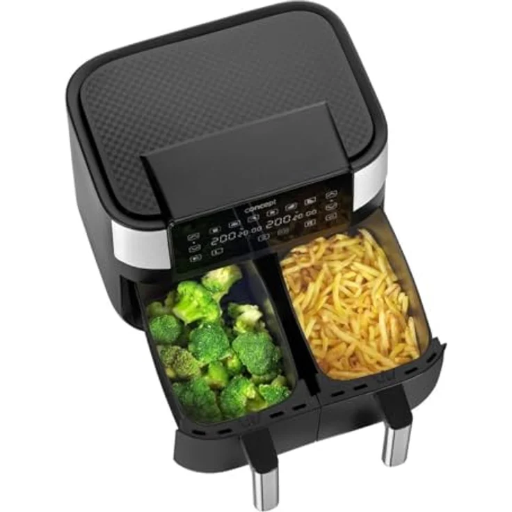 Concept FR8000 Luftfritteuse, 2850 W, 8 l, Schwarz/Silber, Heißluftfritteuse – Bild 4