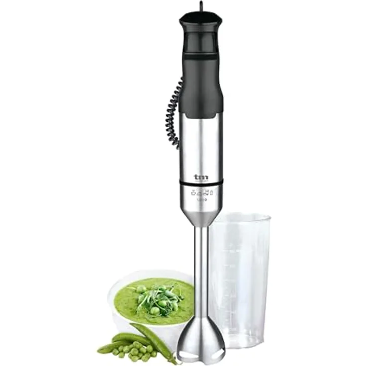 TM Electron Stabmixer, 1200 W, inkl. Messbehälter, 0,6 Liter, silber, schwarz