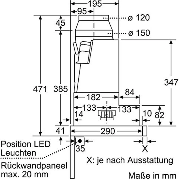 Neff N 50 DED4652XMK, D46ED52X0+Z54TS02X0, Motorhaube, ausziehbar, Nische, Breite: 52.4 cm, Tiefe: 29 cm, Abzug & Umluft, mit internem Motor, Silver Metallic – Bild 6