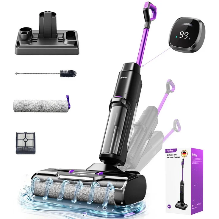 Redkey Nass-Trocken-Akkusauger 2026, 18000Pa 3-in-1 Nass- und Trockensauger mit ergonomischem Griff, 190 W, HEPA-Filter und 50 Minuten Akkulaufzeit
