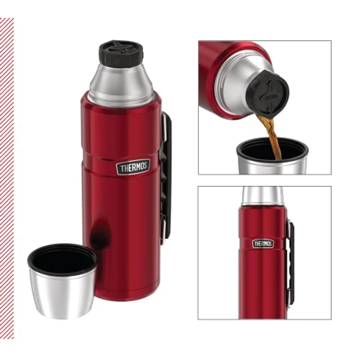Thermos 4003.248.120 Isolierflasche Stainless King, 1,2 L, Edelstahl, Cranberry – Bild 2