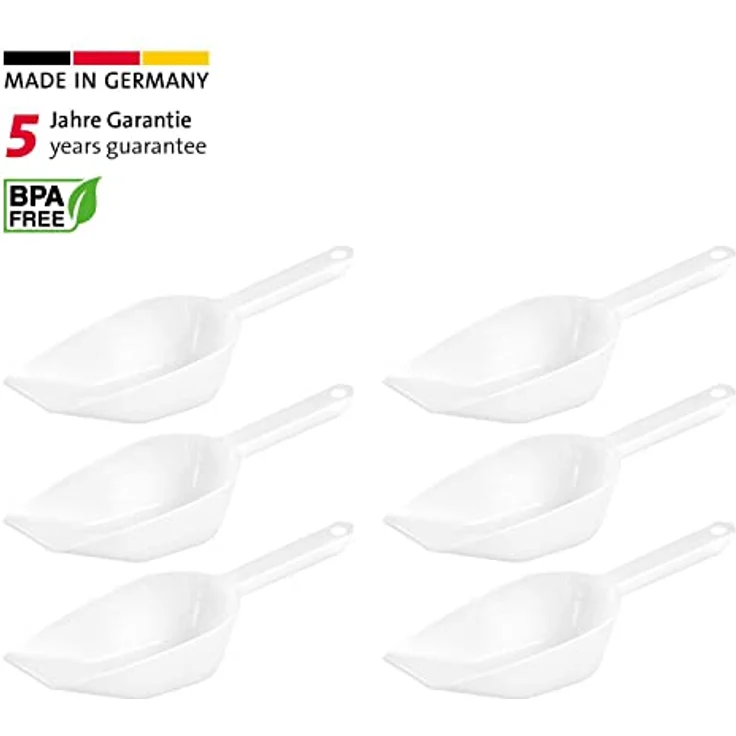 Westmark Back-/Abwiege-/Abfüllschaufeln, 6 Stück, Füllvolumen: je 450 ml, Kunststoff, Halvar, Weiß, 909522E2 – Bild 2