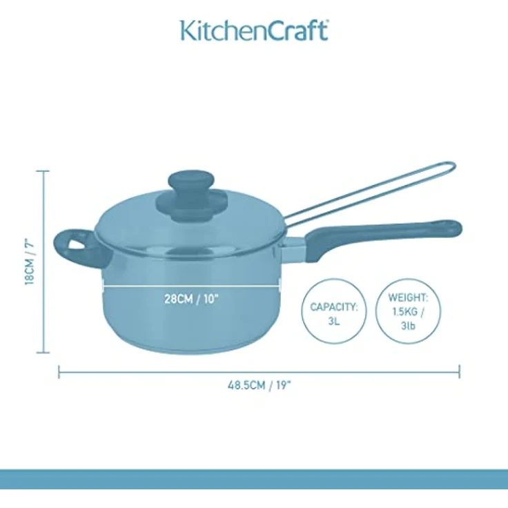 KitchenCraft Großer Pommes Kochtopf mit Frittierkorb und Deckel, Fritteuse Topf für alle Herdarten inklusive Induktionskochfeld, Pommes Körbchen Edelstahl, Silber, Ø 20 cm – Bild 3