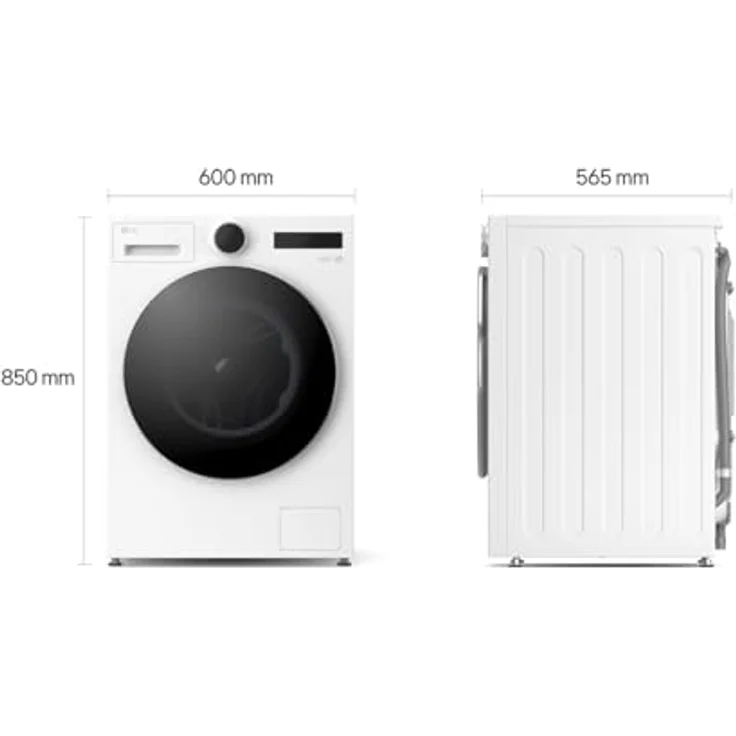 LG F4WX9092 Waschmaschine, 9 kg Kapazität, 1.350 U/min, Weiß mit schwarzem Bullaugenring – Bild 5