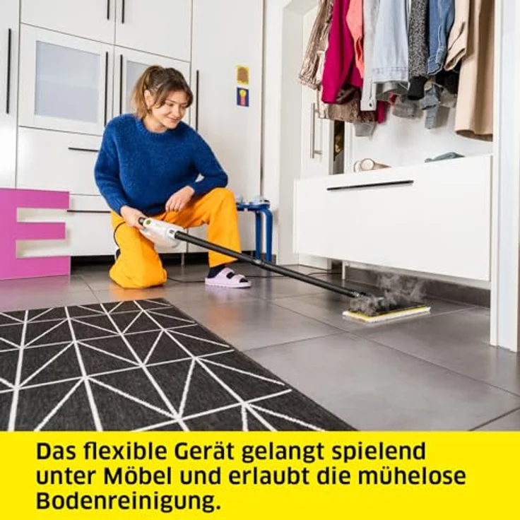 Kärcher Dampfreiniger SC 1 Multi & Up, Hygienische Reinigung, 30 s Aufheizzeit, ca. 30 m² Flächenleistung, 0,2 l Tank, 1,6 kg Gewicht, Bodendüse EasyFix Large, Entkalkungskartusche – Bild 4