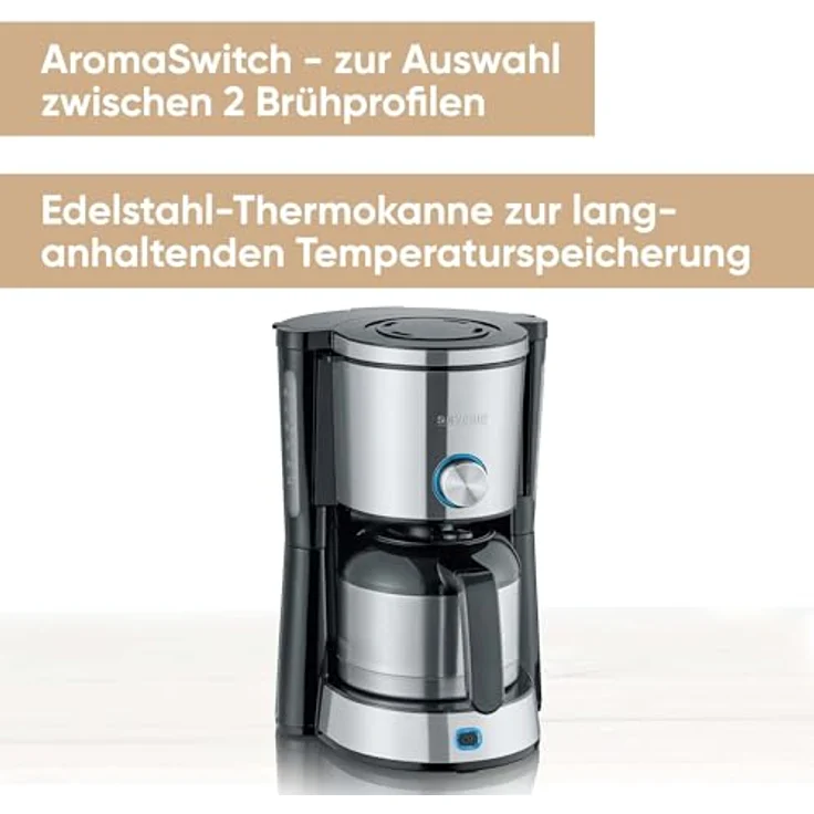 SEVERIN KA 4845 Type Switch Kaffeemaschine (Für gemahlenen Filterkaffee, 8 Tassen, Inkl. Thermokanne) edelstahl-schwarz – Bild 2
