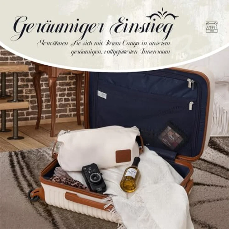 COOLIFE Koffer Set 3-TLG: Mittlerer Koffer + Reisetasche, ABS Hartschale leicht, 360° Räder, TSA-Schlösser, Grau/Rosa – Bild 4