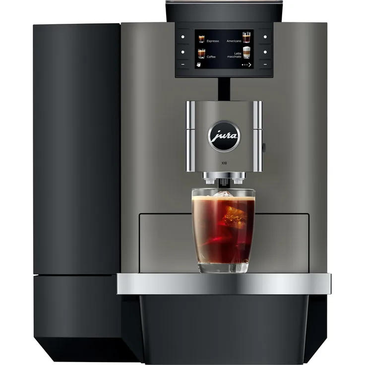 JURA X10 Dark Inox (EB), Automatische Kaffeemaschine mit Cold Brew und 35 Kaffeespezialitäten, geeignet für bis zu 100 Zubereitungen täglich
