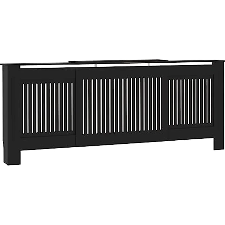 vidaXL Tarik Heizkörperverkleidung, Schwarz, einstellbare Länge 142-205 cm, modernes Lattenrost-Design aus robustem MDF – Bild 1