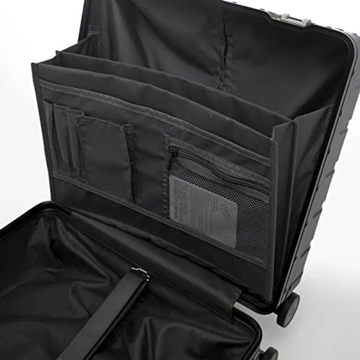ALUMAXX 45192 Businesstrolley Gravity, Reisekoffer mit Overnight Fach und herausnehmbarer Fächermappe, Rollkoffer aus Aluminium, Trolleykoffer mit 4 Rollen, Koffer ca. 44 x 42 x 22,5 cm, Silber – Bild 4