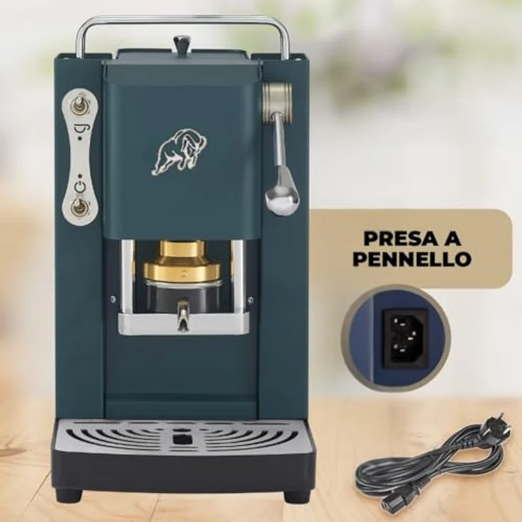 FABER COFFEE MACHINES 3.0 Pro Essential, Kaffeemaschine ESE 44 mm, kompakt mit Glaskanister, verstellbarer Messing-Padpresse, British Green und Chrom – Bild 5