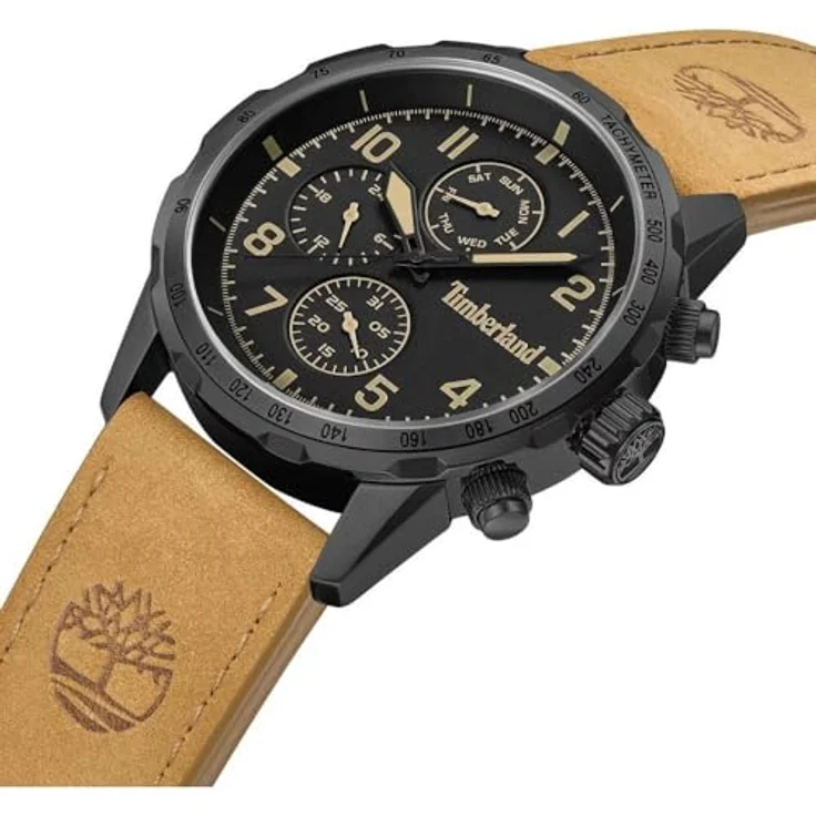 Timberland CAMPTON TDWGF0055403, Multifunktionsuhr mit Quarzwerk, analog, Lederarmband, Tag- und Wochentagsanzeige, Herrenuhr – Bild 3