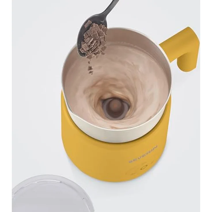 Severin Milchaufschäumer SPUMA LITE SM 3597, 500 W, kaltes & warmes Aufschäumen, Schoko-Funktion, geeignet für vegane Milch, gelb – Bild 3
