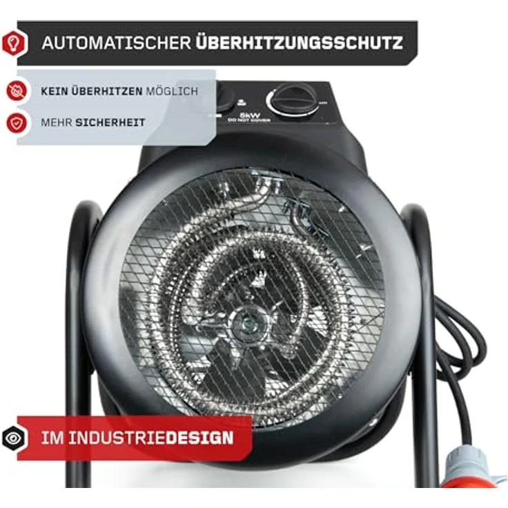 FEISTOS Heizlüfter Ikarus 5000 | 5000 W | 25x29x33 cm | Heizbereich 100 m³ | Heizstrahler zum leisen & effektivem Erwärmen der Umgebung | 3 Heizstufen + Kaltluftoption & Überhitzungsschutz – Bild 3