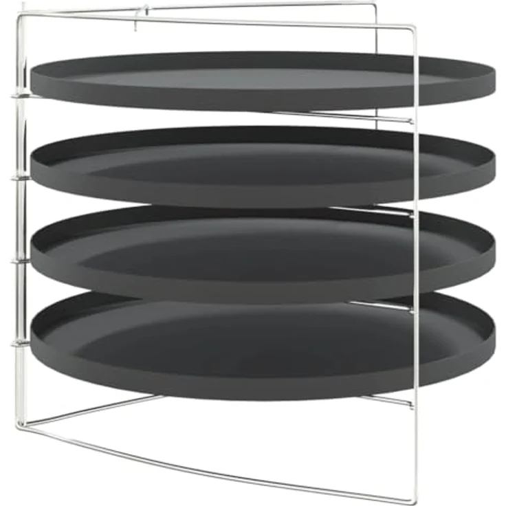 vidaXL Pizzablech Set mit Gestell, 4er Pack, Ø 28 cm, Stahl, Schwarz – Bild 5