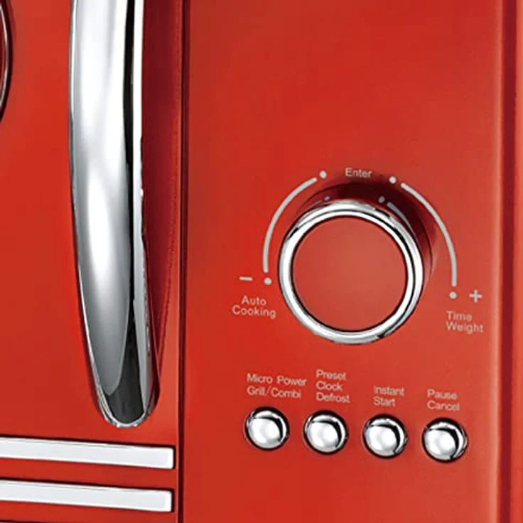 Melissa 16330129 Classico Mikrowelle mit Grill, Standgerät, 900 Watt, 23 Liter, Auftauen, Kindersicherung, 12 Programme, rot metallic – Bild 5