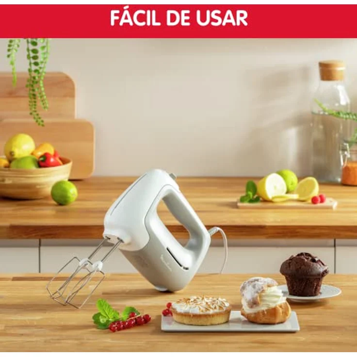 Moulinex HM450B Mixer, 450W, Edelstahl, 5 Geschwindigkeitsstufen, ergonomisch, grau – Bild 6