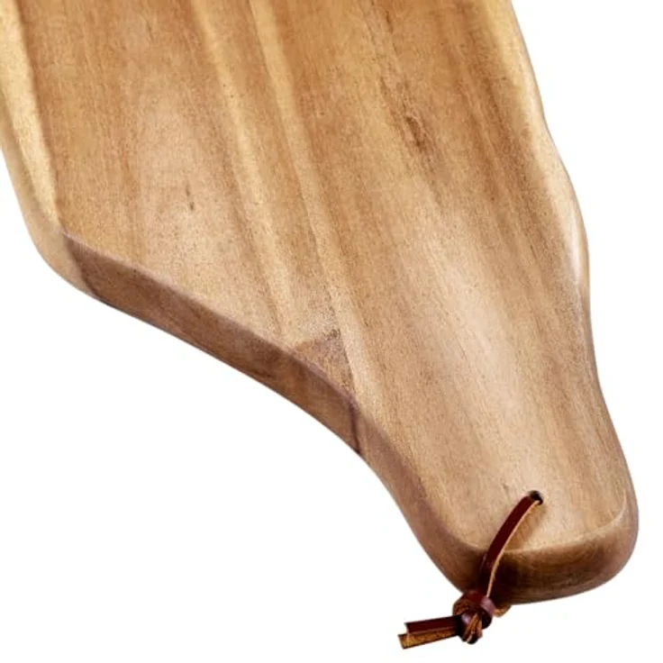 KESPER Schneide- und Servierbrett aus Akazienholz, 71 x 17 cm, 2,5 cm dick, braun, natur, FSC-zertifiziert mit Lederbändchen – Bild 3